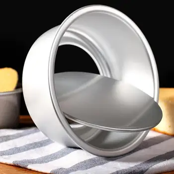 

4 Size Mini Cake Pan Removable Bottom Pudding Mold Baking Cake Mold DIY Aluminum Alloy Round Kitchen Bakeware