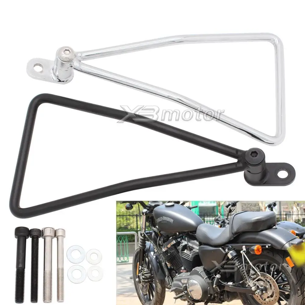

1 Pcs Motorcycle Black Chrome Saddle Bag Support Bars Mount Bracket For Harley Sportster Iron XL883 XL1200 Forty Eight 72