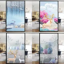 Autocollant de porte fenêtre en verre d'élan givré, masque opaque transparent, toilettes de salle de bains, résistant à la lumière et à la lumière 