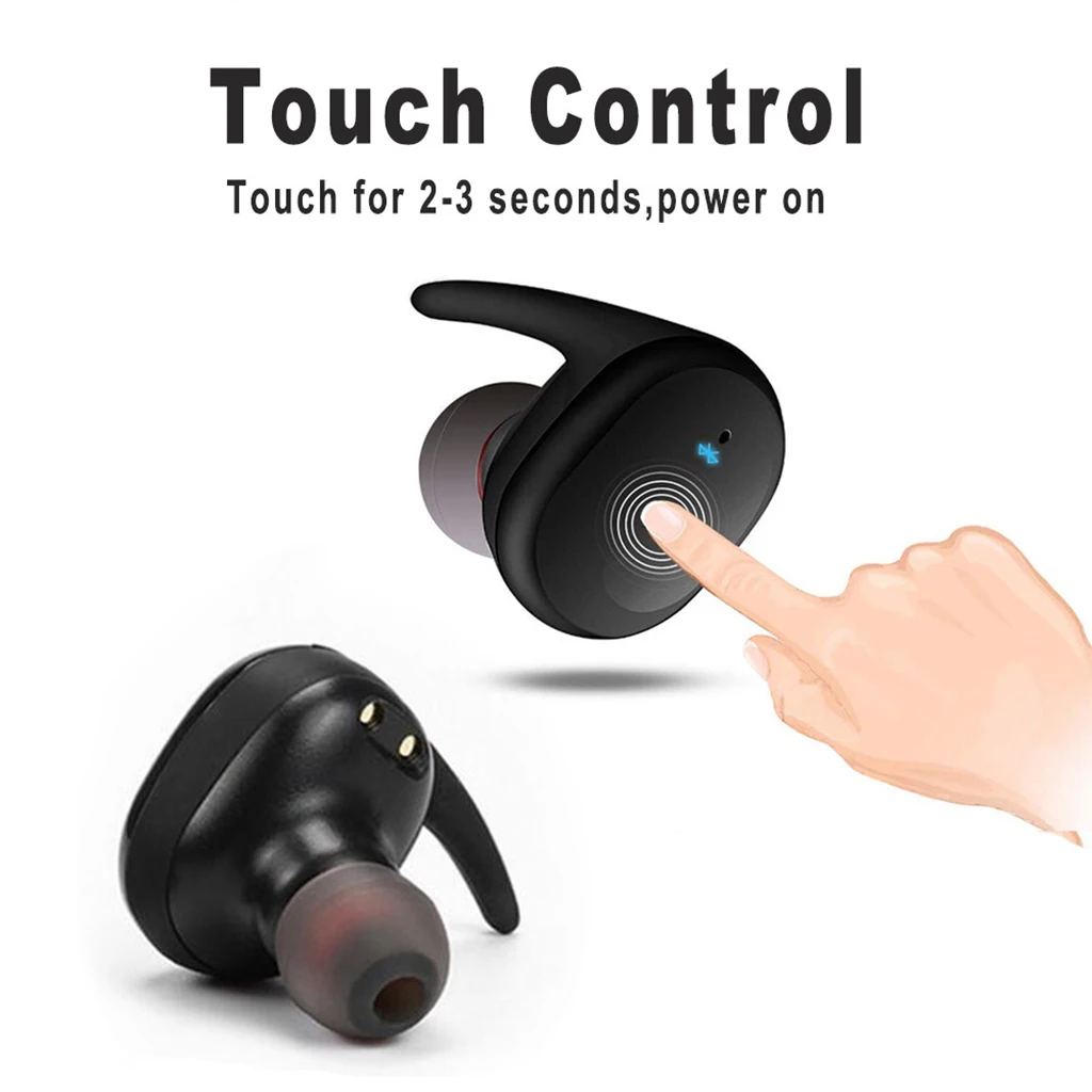 TWS Wireless Bluetooth 5.0 Smart Fingerprint Touch Earbuds With Mic Noise Cancelling Sports Headphone Headset With Charging Box