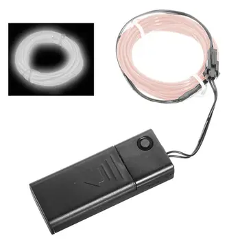 

White Flexible EL Wire Neon Light 2M Dance Party Decor+Controller