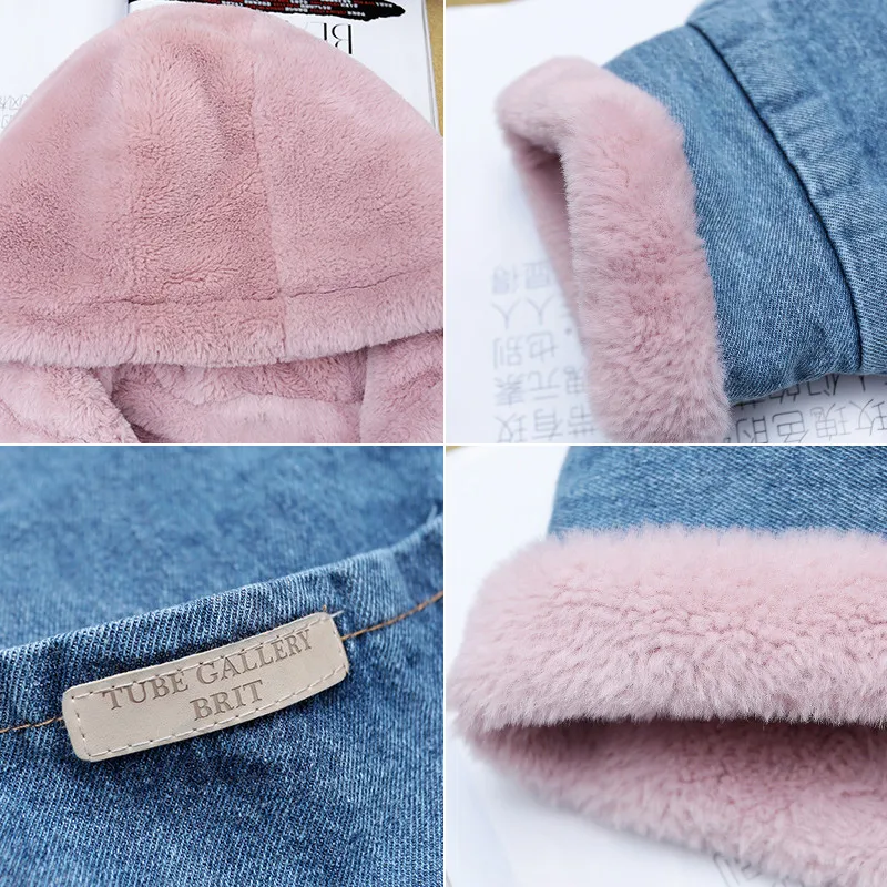 Вельветовая Толстая джинсовая куртка для женщин, осенне-зимнее хлопковое пальто, новинка, зимняя свободная Короткая Повседневная джинсовая хлопковая верхняя одежда WIN461