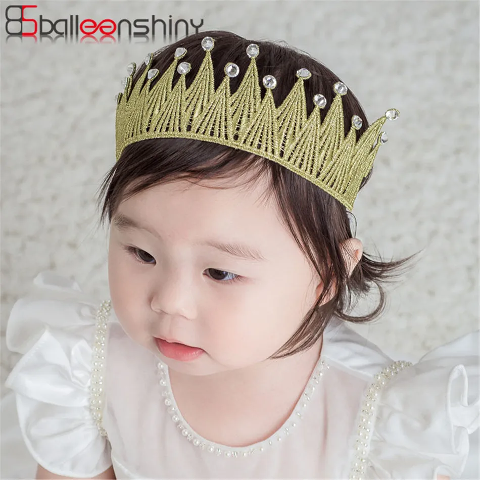 Balleenshiny Children's Diamond Lace Crown Hairband Hollow Stretch Baby Headband Accessories Newborn Photography Props Gift | Мать и