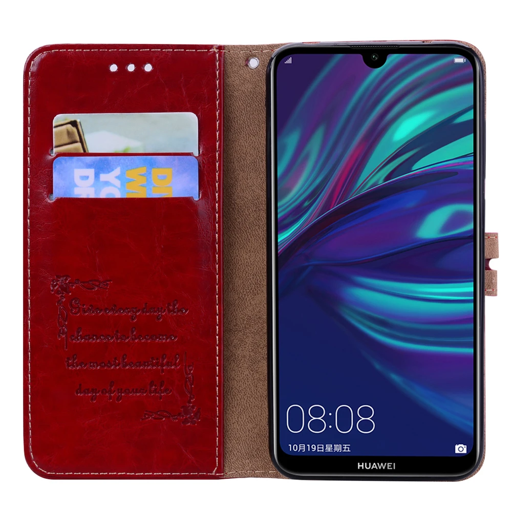 Роскошный деловой флип кошелек чехол для Huawei Y5 Y6 Y7 2020 Y3 Pro 2017 2018 Y9 Prime 2019 кожаный