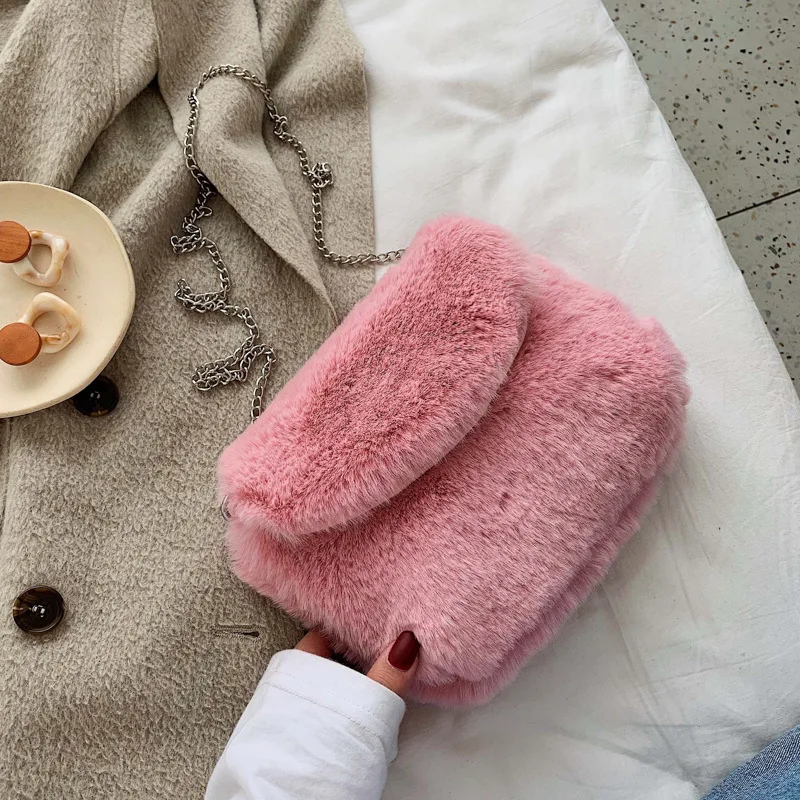 

Autumn And Winter Velvet Bag 2019 New Style Korean-style INS GIRL'S Heart Bag Pearl Chain Crossbody Bag