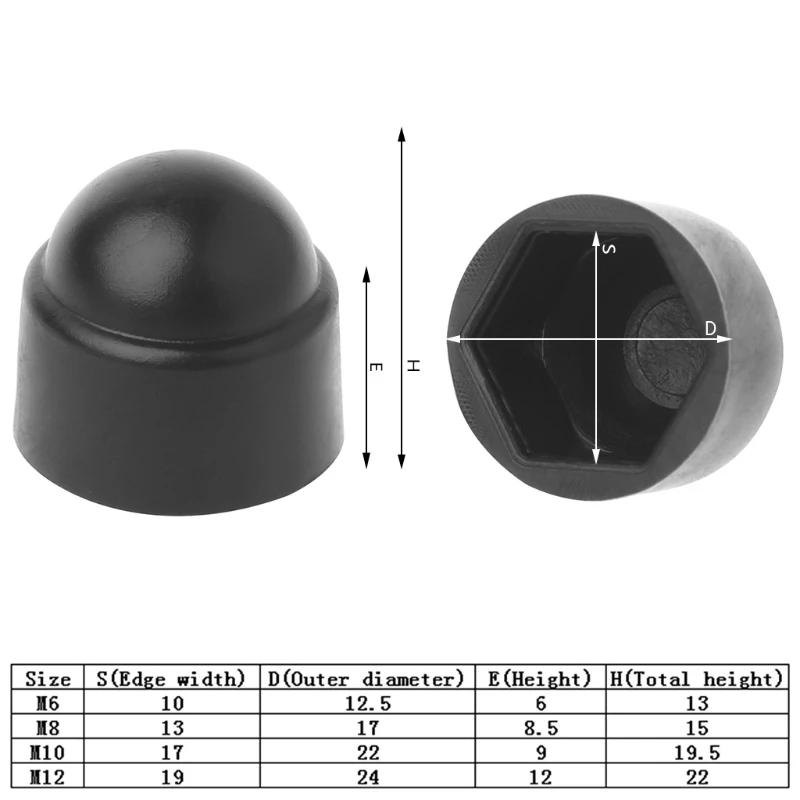 Bolt Nut Covers 10Pcs Hexagon Plastic M6 M8 M10 M12 Dome Protection Against Weathering