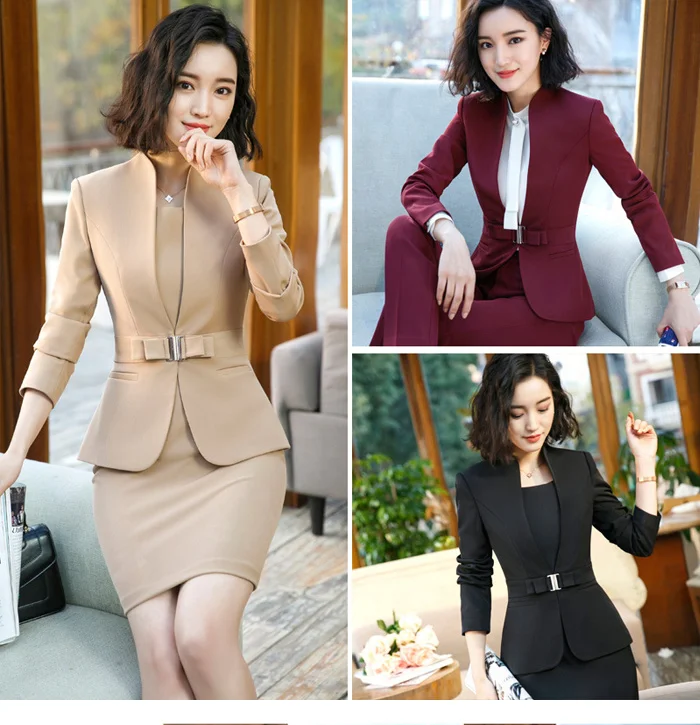 Formal Office Pant Suit For Womens Blazers Pant Set Long Sleeve Uniform Elegant Feminino Business Formal Work Suit Plus Size 4XL