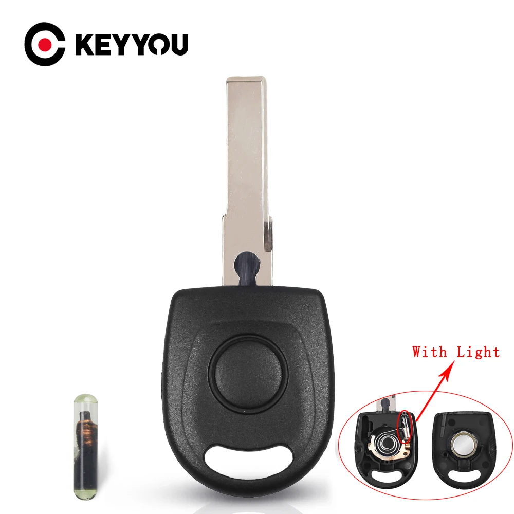 

KEYYOU For VW Polo Golf For SEAT Ibiza Leon For SKODA Octavia Car Key Shell Case ID48 Chip With Light & Battery Uncut HU66 Blade