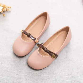 

2020 Princess Shoes Barefoot Shoes Girls Leather Shoes Sweet Party Dress Flats Chaussure Fille Soft Sole Single Kids School Shoe