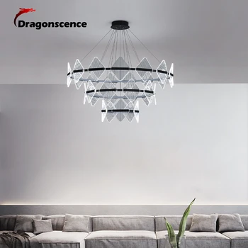 

Large New Modern Led Pendant Light For Living Room Bedroom Dining Room Aluminum Ring With Acrylic Indoor Pendant Lamp Lighting