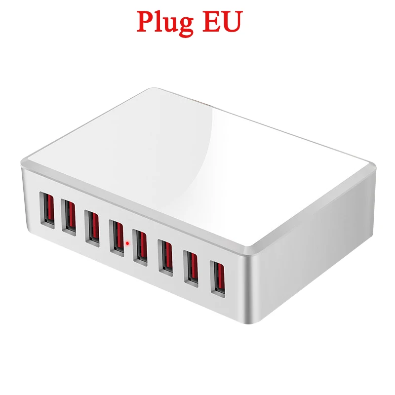 Европейский Союз (ЕС) 40 Вт Быстрое зарядное устройство для телефона 8 usb портов Интеллектуальный портативный телефон настольный дорожный адаптер 5 в 2.4A Зарядка для смартфона планшета - Тип штекера: Европейский Союз (ЕС)