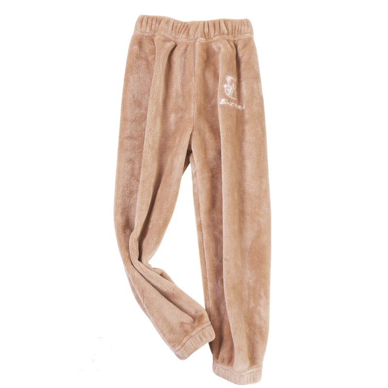 Зимние штаны для девочек утепленные бархатные теплые брюки одинаковые Семейные комплекты для мамы и дочки, Новогодняя одежда детская Рождественская домашняя одежда - Цвет: COFFEE pants