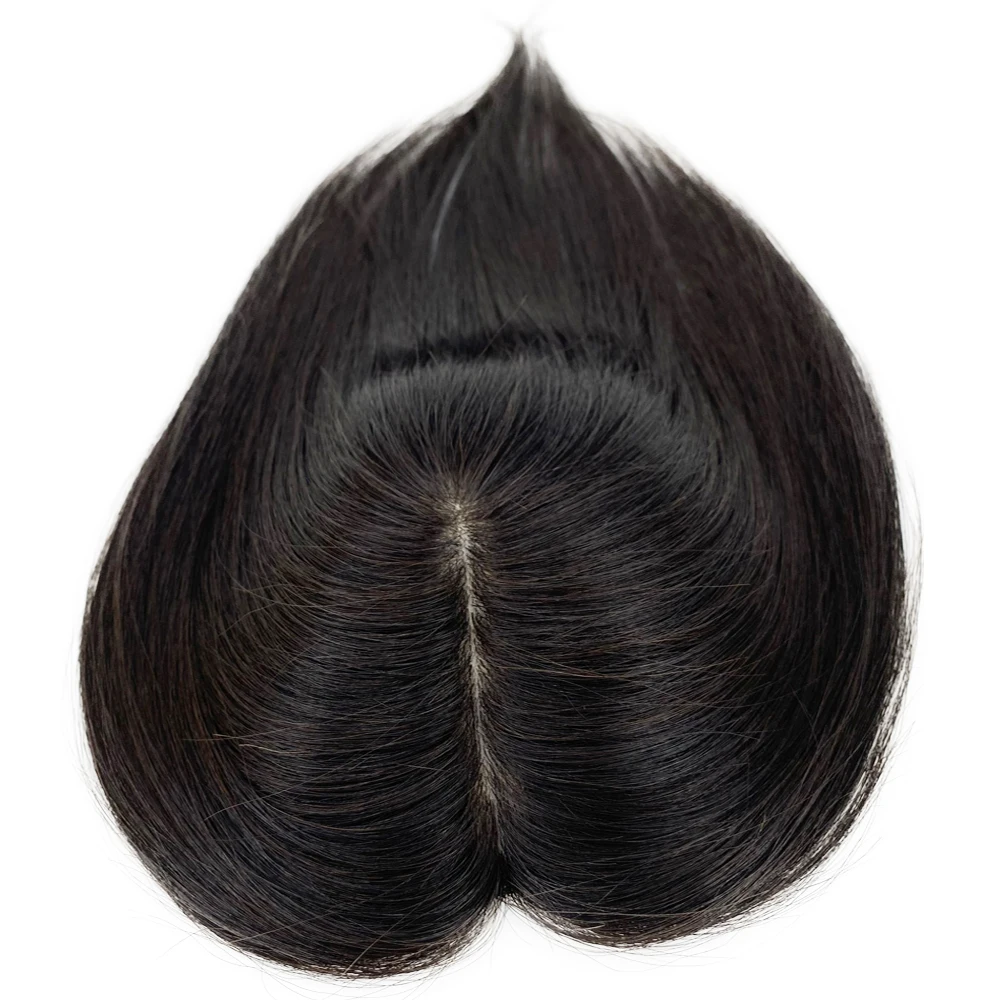 Virgin Chinese Human Hair Topper 13X12CM Natuurlijke Huid Base Zijden Top Vrouwen Toupet Met 4 Clips 5 