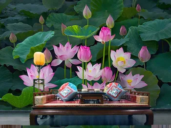

CJSIR Custom Photo Wallpaper Mural Sticker Classical Lotus Lotus Pond New Chinese Style Living Room TV Wall Papel De Parede