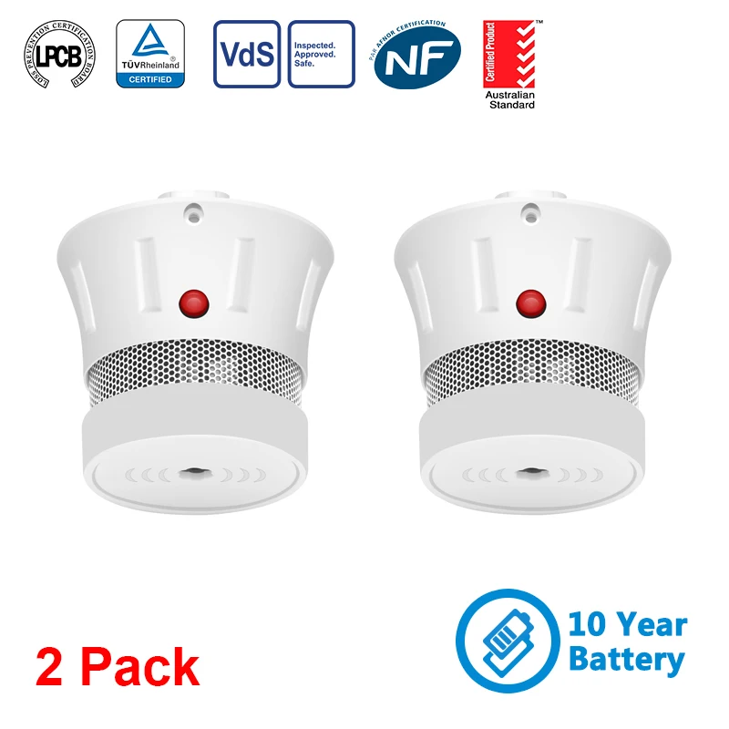 Cena CPVan 2 sztuk partia detektor dymu rookmelder 10 rok dymu alarmu przenośne czujnik alarmu alarmu pożarowego dla system alarmowy do domu