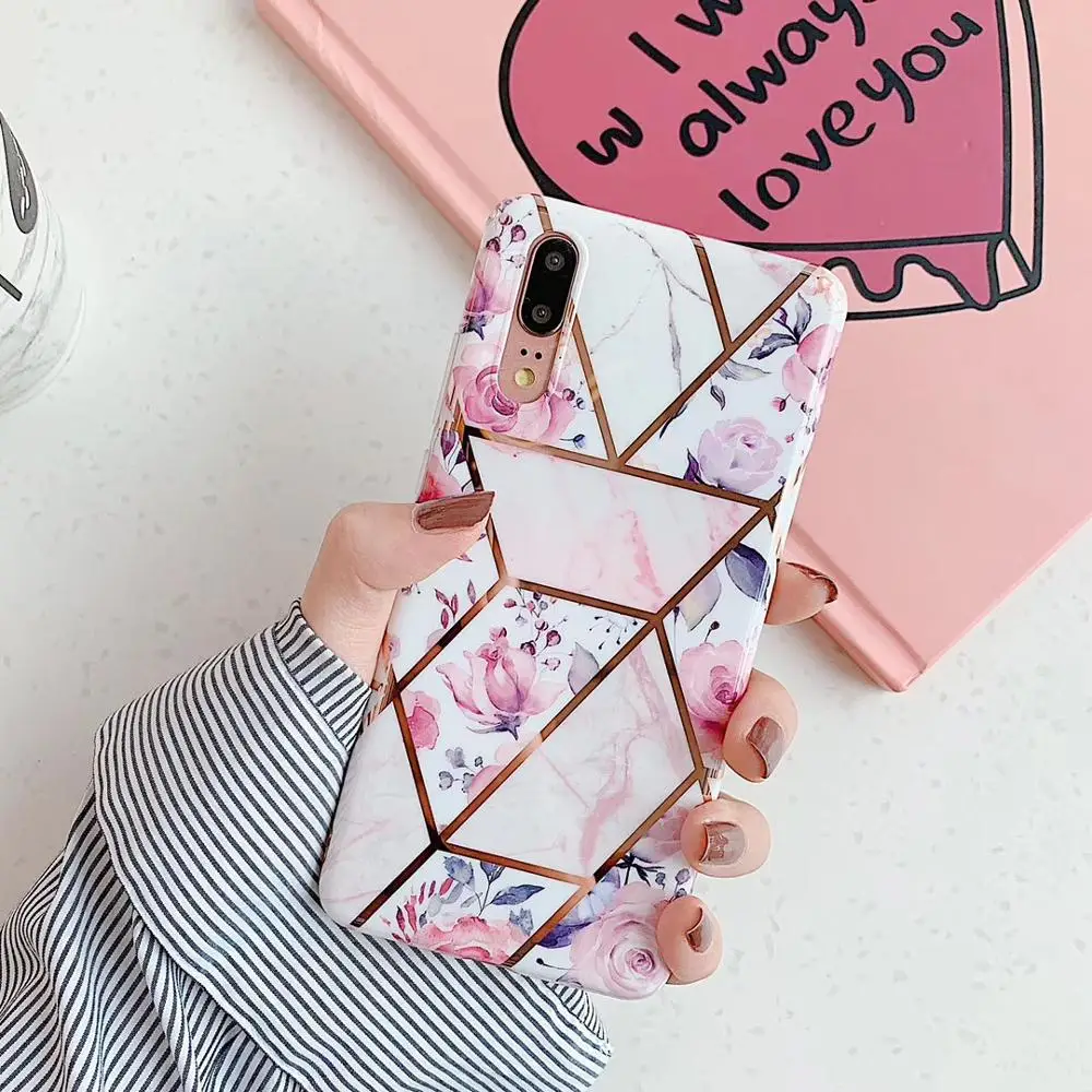 KULMG покрытие геометрический мрамор чехол для телефона для huawei P30 P20 Lite Pro mate 30 Pro Lite глянцевый мягкий IMD роскошный чехол на заднюю панель телефона - Цвет: l