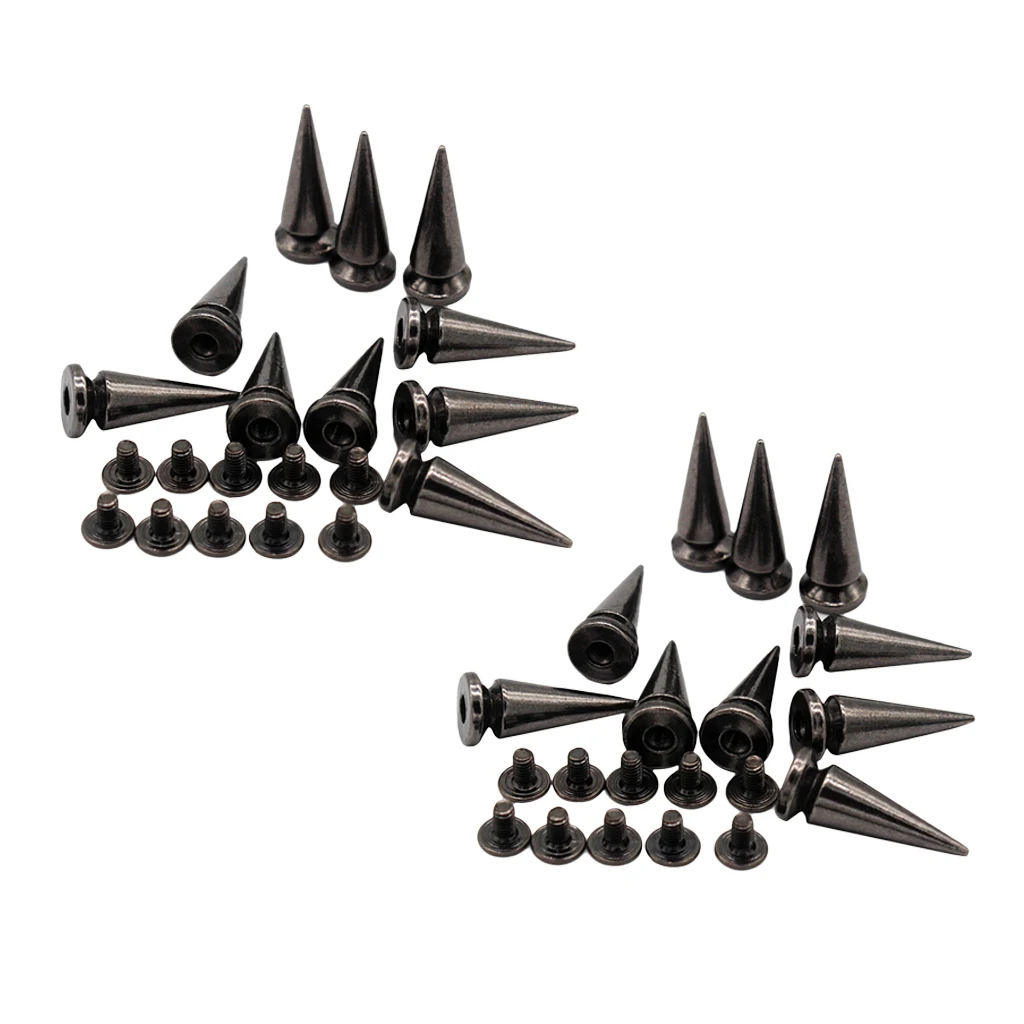 20 Sets 25mm Cone Screw Back Metal Studs Bags Leathercraft Rivets Black