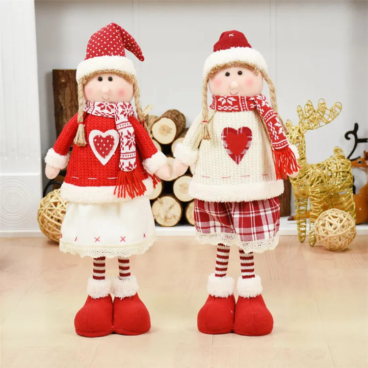 2022 Christmas Tree Pendant Christmas Hat Little Girl Doll Snowman Plush Toy New Year Party Decoration for Home Christmas Gifts