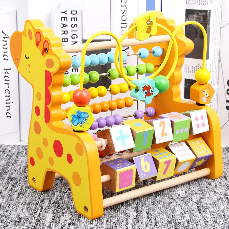 

Young CHILDREN'S Wooden Multi-functional Giraffe Puppy Music Knock Piano Calculation Frame Bead-stringing Toy Arithmetic Early C