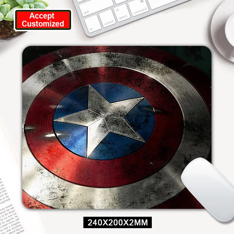 Большая Акция Капитан Америка щит геймерская игра коврики резиновые арт коврик для мыши маленький размер для 18x22 см игровой коврик для мыши