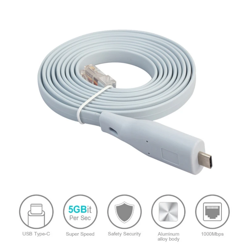 

Type-C male to RJ45 male Console Cable Network Adapter Routers 1.8m for Devices to Cis co Router New