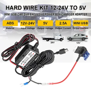 

12-24V To 5V 2.5A Car Dash Cam Charger Adapter Hard Wire Kit Mini USB For Nextbase CMA CANS Certification ABS 3.2m Length