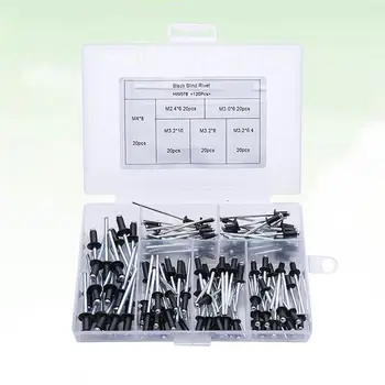

120 Pcs/Set M2.4 M3.0 M3.2 M4 Aluminium Blind Rivets Nail Decoration Pop Rivets Fasteners For Furniture Assortment Kit Black