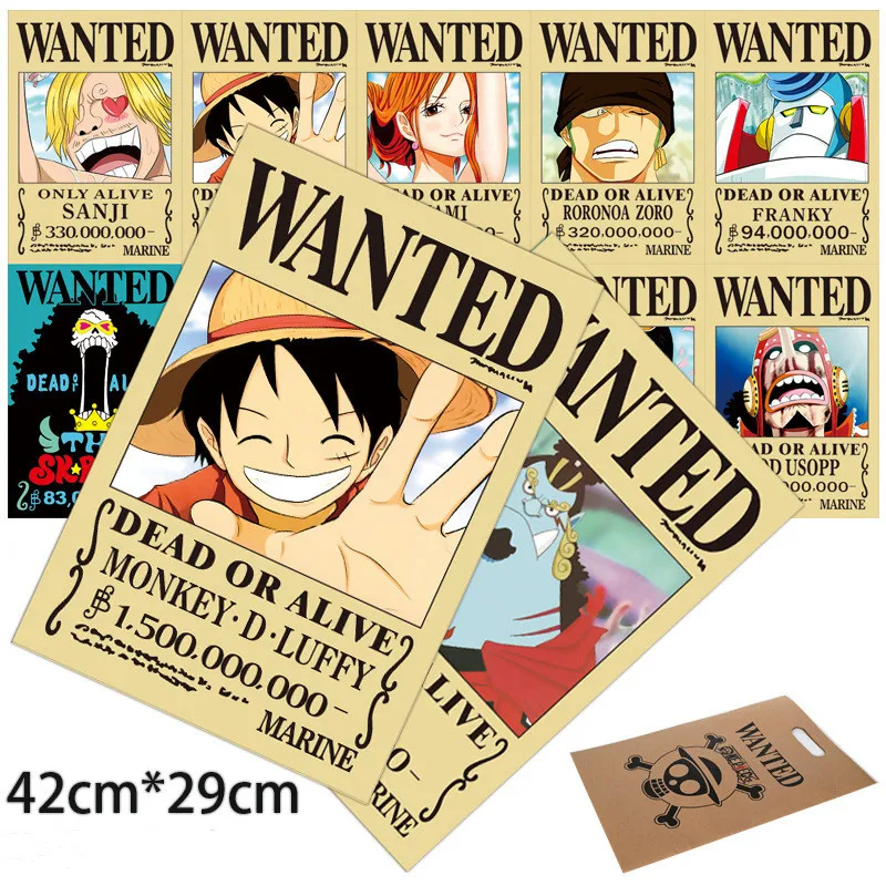Carteles Wanted One Piece Anime Poster Luffy Ace Jinbe Nami Robin Zoro Sanji 