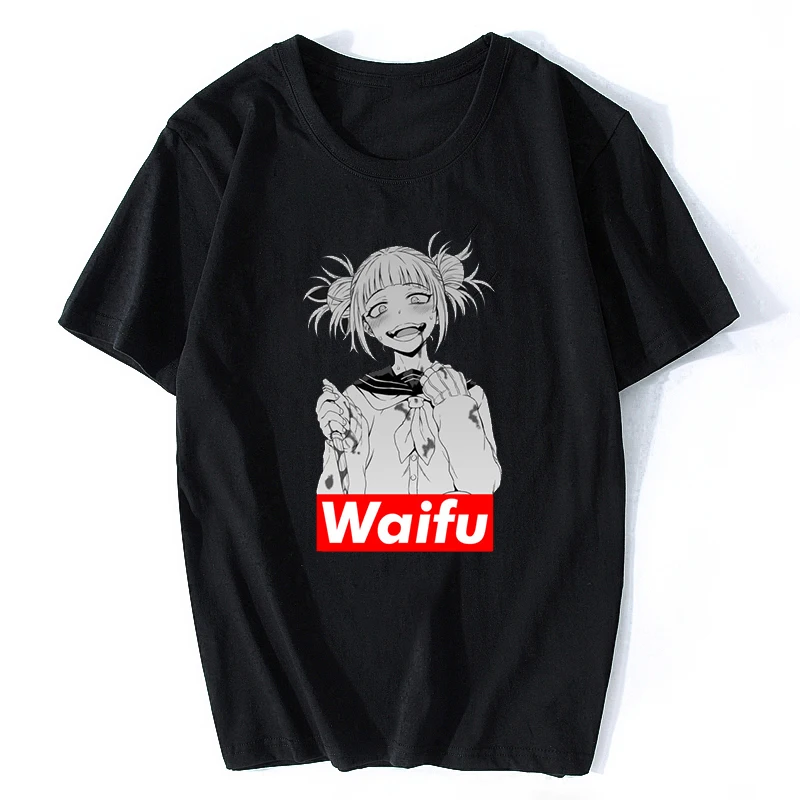 Футболка с изображением героев аниме Toga Waifu Boku No Hero Academy Черная футболка для