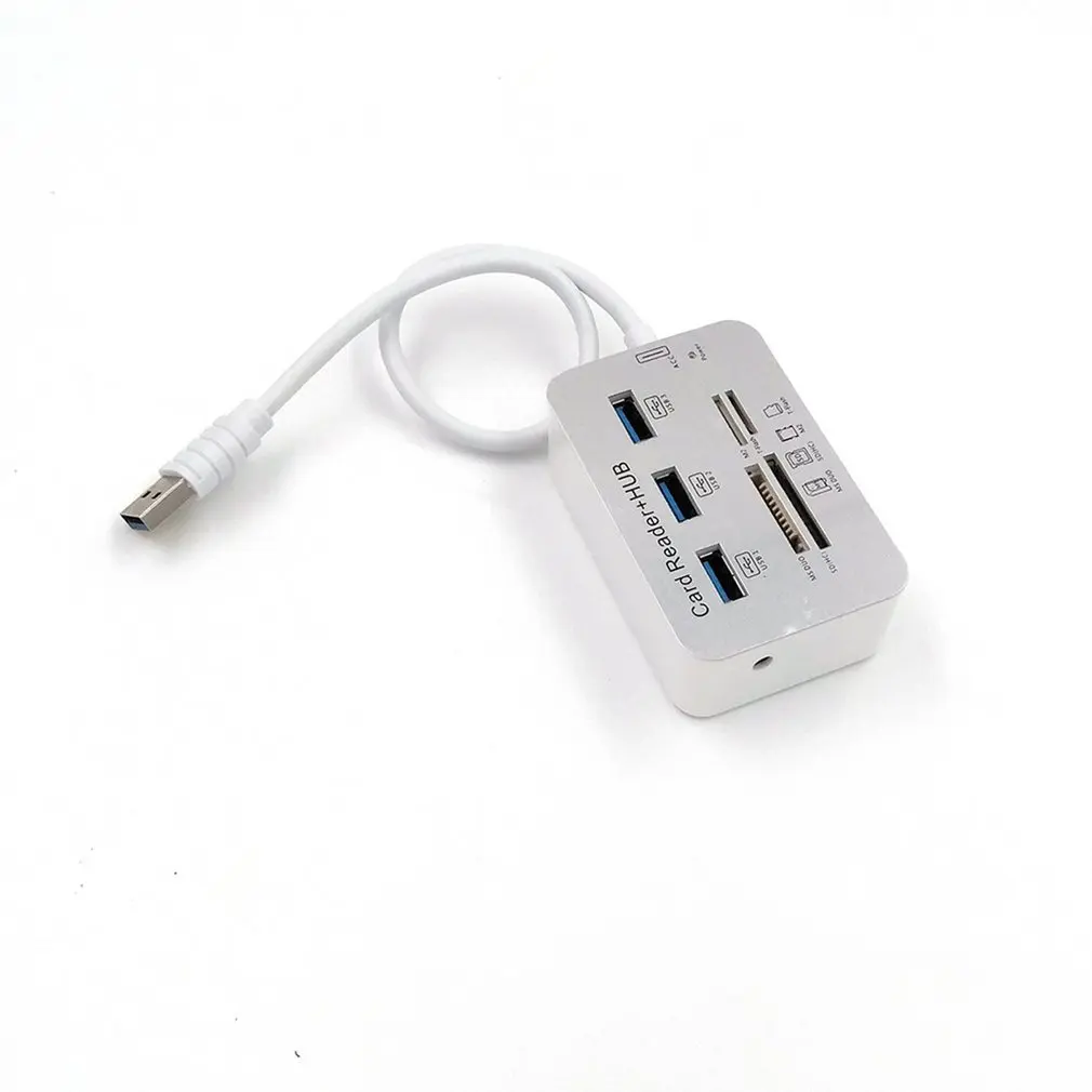 USB 3,0 док-станция USB 3,0 высокое Скорость 7 в 1 устройство для чтения карт памяти флеш адаптером MS/M2/TF адаптер зарядное устройство с 3 usb-портами для разветвитель комбо из алюминиевого сплава