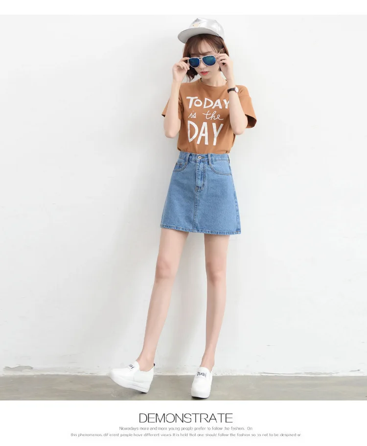 Лето 2019, новый стиль, корейский стиль, высокая талия, узкое, универсальная, винтажная, Модная Джинсовая юбка, маленькая, свежая