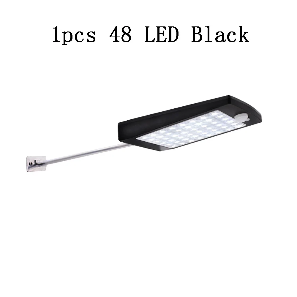 1pcs 48 LED Black 4 шт. Солнечная лампа уличная Водонепроницаемая 48 Светодиодный Солнечный настенный светильник дистанционное управление Энергосберегающие садовые Дворовые лампы для дорожек - Испускаемый цвет: 1pcs 48 LED Black