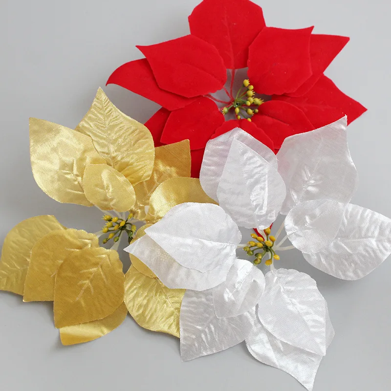 1/10/50pcs Real Touch Flannel Artificial Big Red Flower Head Christmas Heads DIY Tree Wreath Ornaments | Дом и сад
