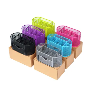 

Organizer Pencil And Pen Holder Office Desk Supplies Desktop Metal Storage Mesh Cabinet with Portable Container Desktop Organize