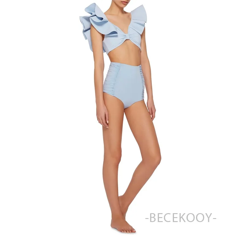 

Australia Fashion Show High-End Big Brand WOMEN'S Swimsuit Split Type Belly Covering Slimming Large V Chest Push up High-waisted