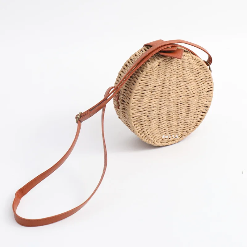 

2018 New Style Single-shoulder Crossbody Bag MORI Series Literature And Art Simple Circle Versatile Beach Bag Straw