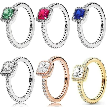 

LISM 100% 925 Sterling Silver 1: 1 Transparent Cubic Zirconia Square Ring Luxury Jewelry Ladies Wedding Party Free Shipping