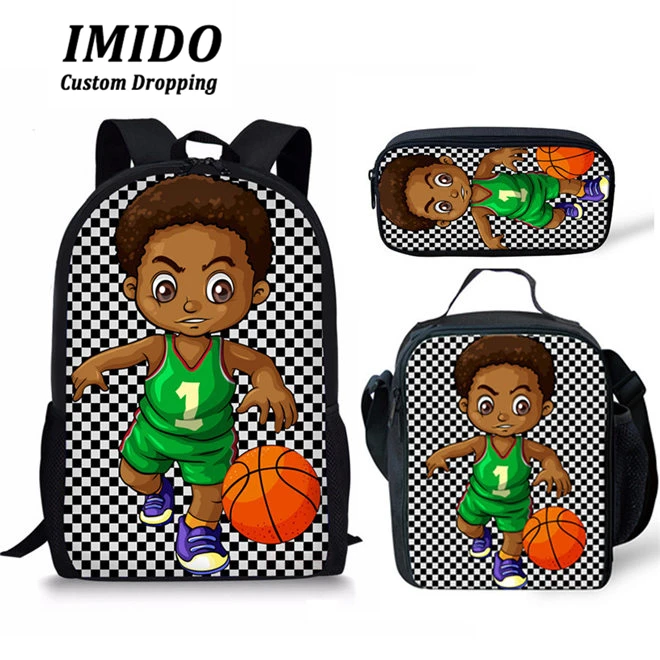 IMIDO, детские школьные сумки для детей, черная, для девочек, волшебная, афро-леди, с принтом, школьная сумка для подростков, сумка для книг на плечо, Rugzak Kinderen - Цвет: 5954CGK