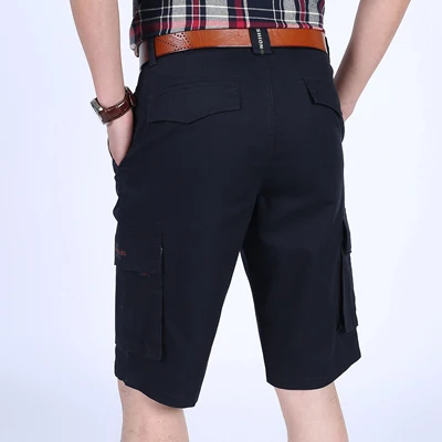 Новые Брендовые мужские шорты Карго, летние мужские шорты, повседневные свободные шорты с несколькими карманами, хлопковые дышащие шорты со средней талией, мужские шорты без ремня - Цвет: Black Blue