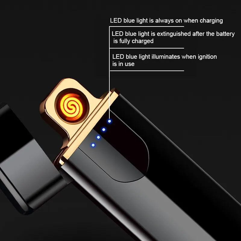 Сенсорный экран сенсор прикуриватель компактный умный датчик USB Перезаряжаемый сенсорный экран беспламенная зажигалка с индикатором батареи