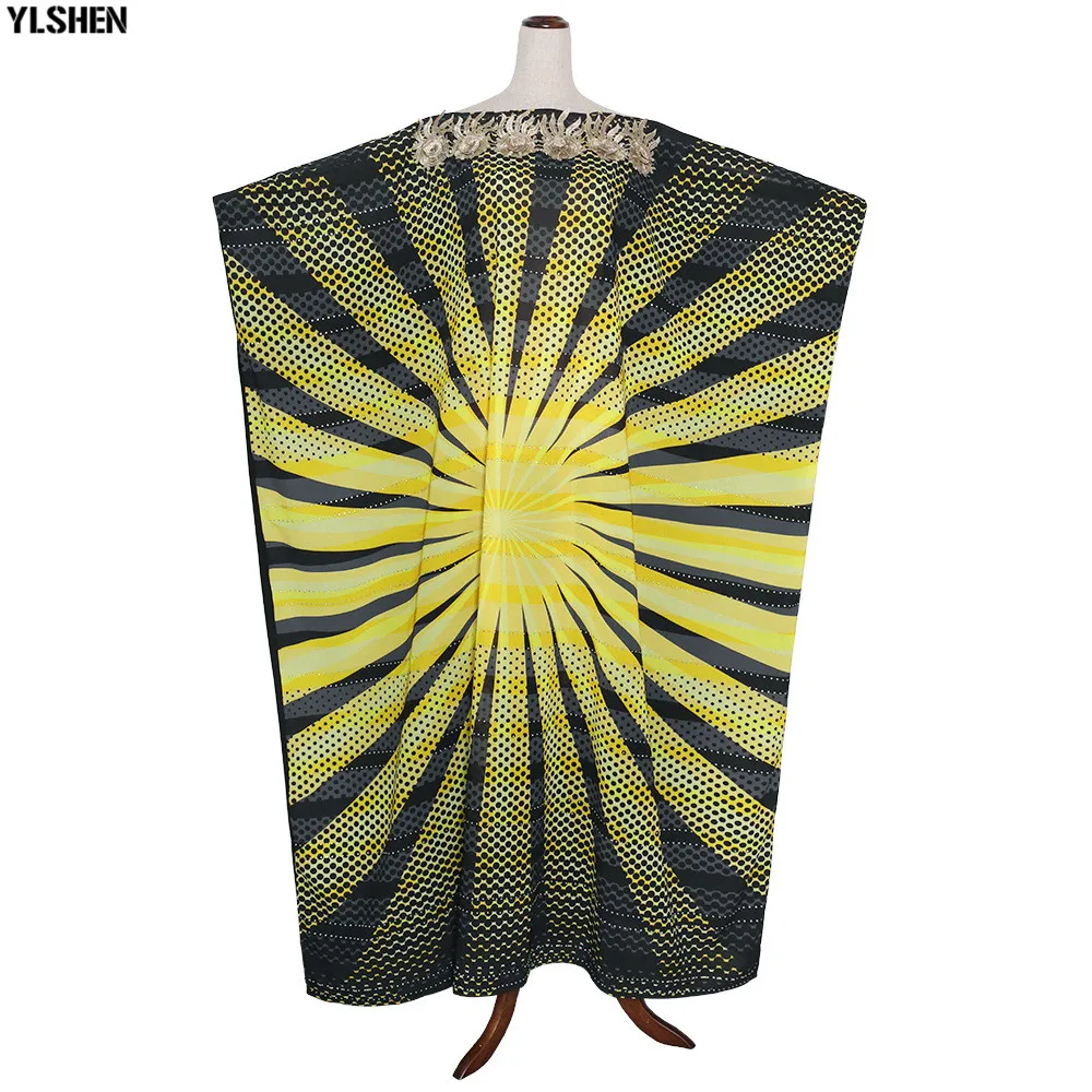 Long Muslim Dress African Dresses for Women Dashiki Stripe Print African Clothes Fashion Diamond Appliques Abaya Africa Clothing 04