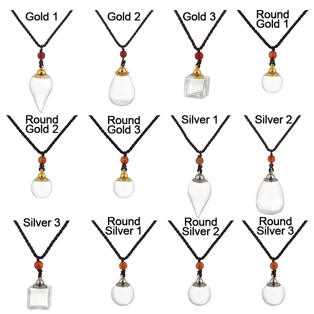 New Glaze Vial Necklace Openable Water Drop Heart Shape Perfume Bottle Pendant Steel Chain Necklace Oil Diffuser Vial Jewelry