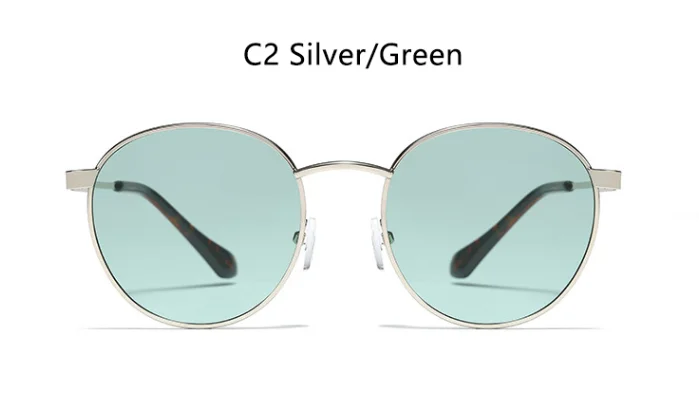 C2 SILVER GREEN Роскошные Дизайнерские круглые солнцезащитные очки, винтажные Ретро очки для женщин и мужчин, Маленькая Золотая оправа, солнцезащитные очки, цветные очки UV400 - Цвет линз: C2 SILVER GREEN