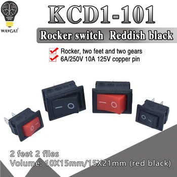 

5pcs KCD1 Rocker Switch Push Button Mini Switch 6A-10A 250V KCD1-101 2Pin Snap-in On/Off 10*15 21*15MM Black Red White