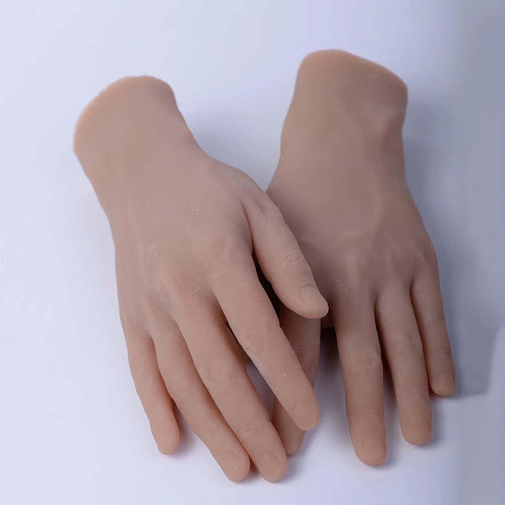 1 Pair Lifesize Men`s Model Hands Soft Mannequin Male Glove Rings Display