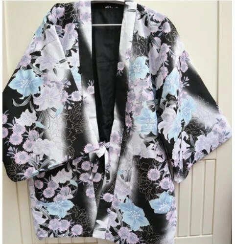 Японское зимнее женское теплое кимоно толстое хлопковое Стеганое пальто Haori ватная хлопковая верхняя одежда с цветочным принтом Свободное пальто W035 - Цвет: 1