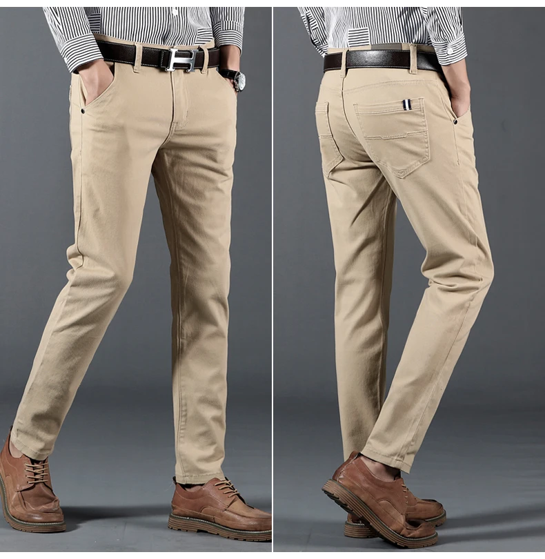 6 цветов повседневные брюки мужские 2019 весна новые деловые модные повседневные эластичные прямые брюки мужские брендовые серые белые хаки