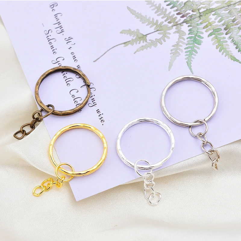 20p 1.4x25mm gold silver antique Round with chain Key Ring&amp key Chain Jewellery Findings Car Home DIY Chains Accessories | Украшения и