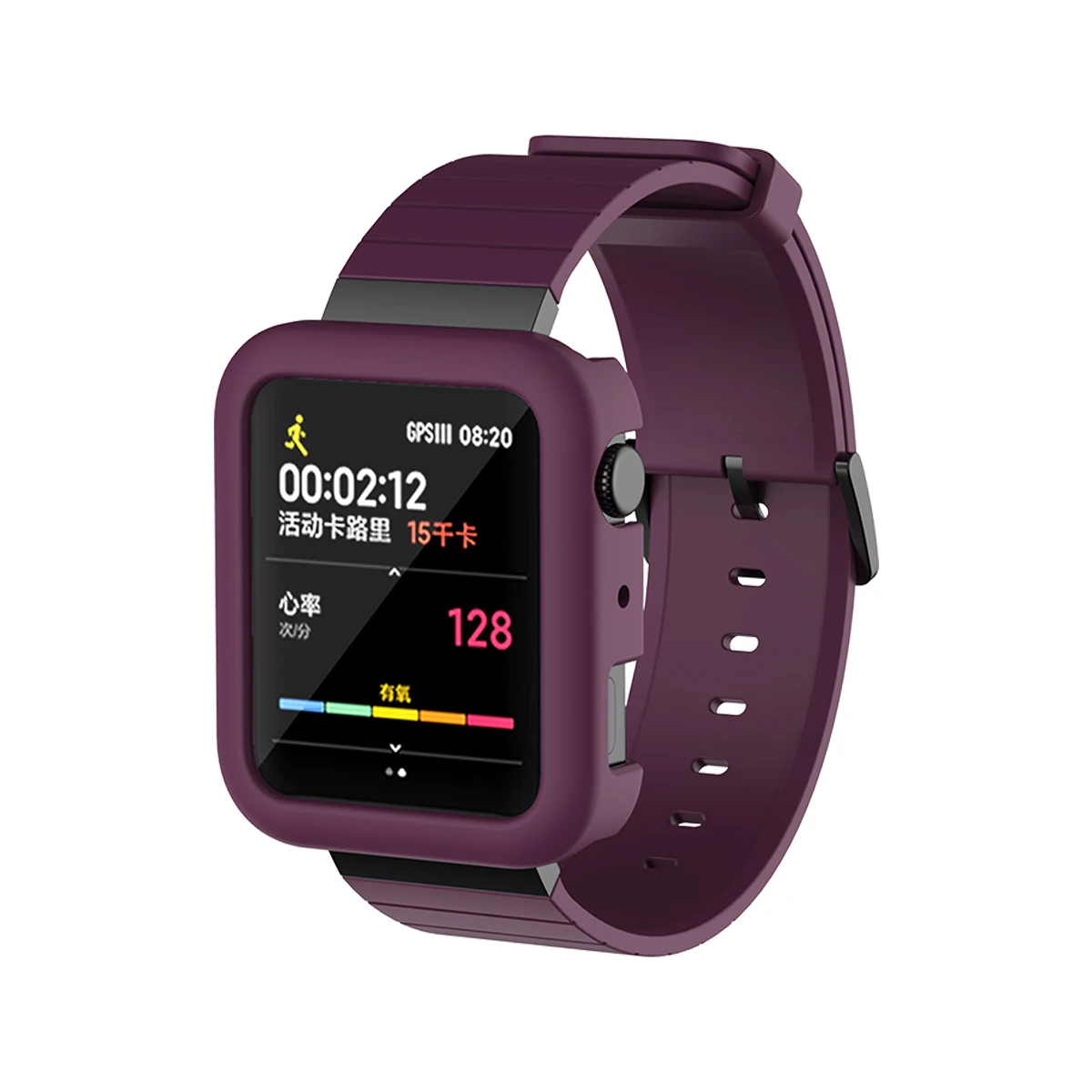 Пурпурный цвет Cakoie подходит для Xiaomi smart watch PC анти-защита от падения Чехол и силиконовый ремешок интегрированный, полые задняя Зарядка дизайн - Цвет: Пурпурный цвет