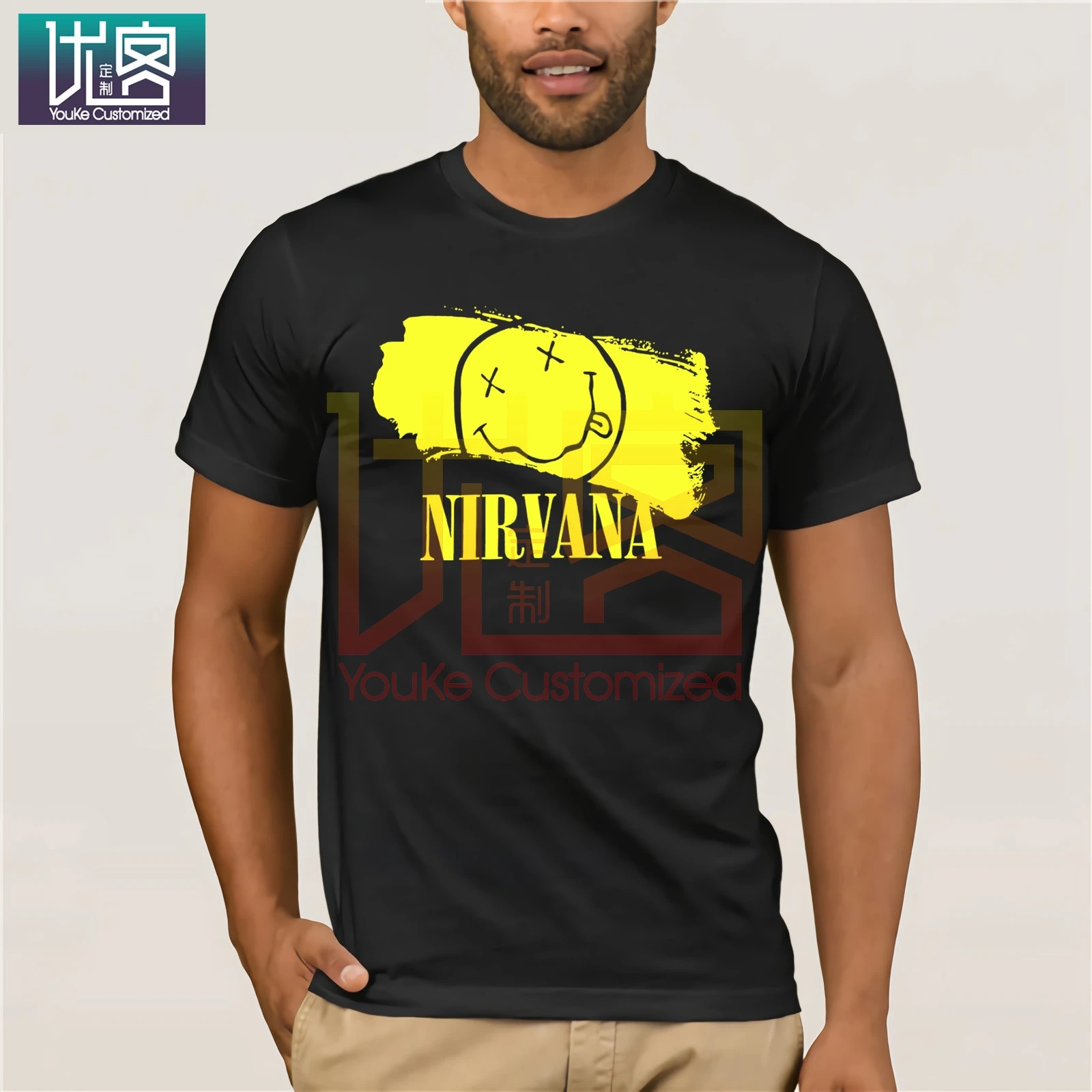 klient Array humor Nirvana T Shirt Happy Face Kurt Cobain Saviour Men Print Tee Cotton Short  Sleeve Tops Casual Homme Men Cotton Tee Shirt Present|T-Shirts| - AliExpress